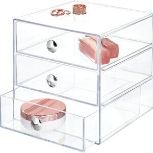NWT iDesign BPA-Free Plastic 3-Drawer Vanity Organizer - Clear